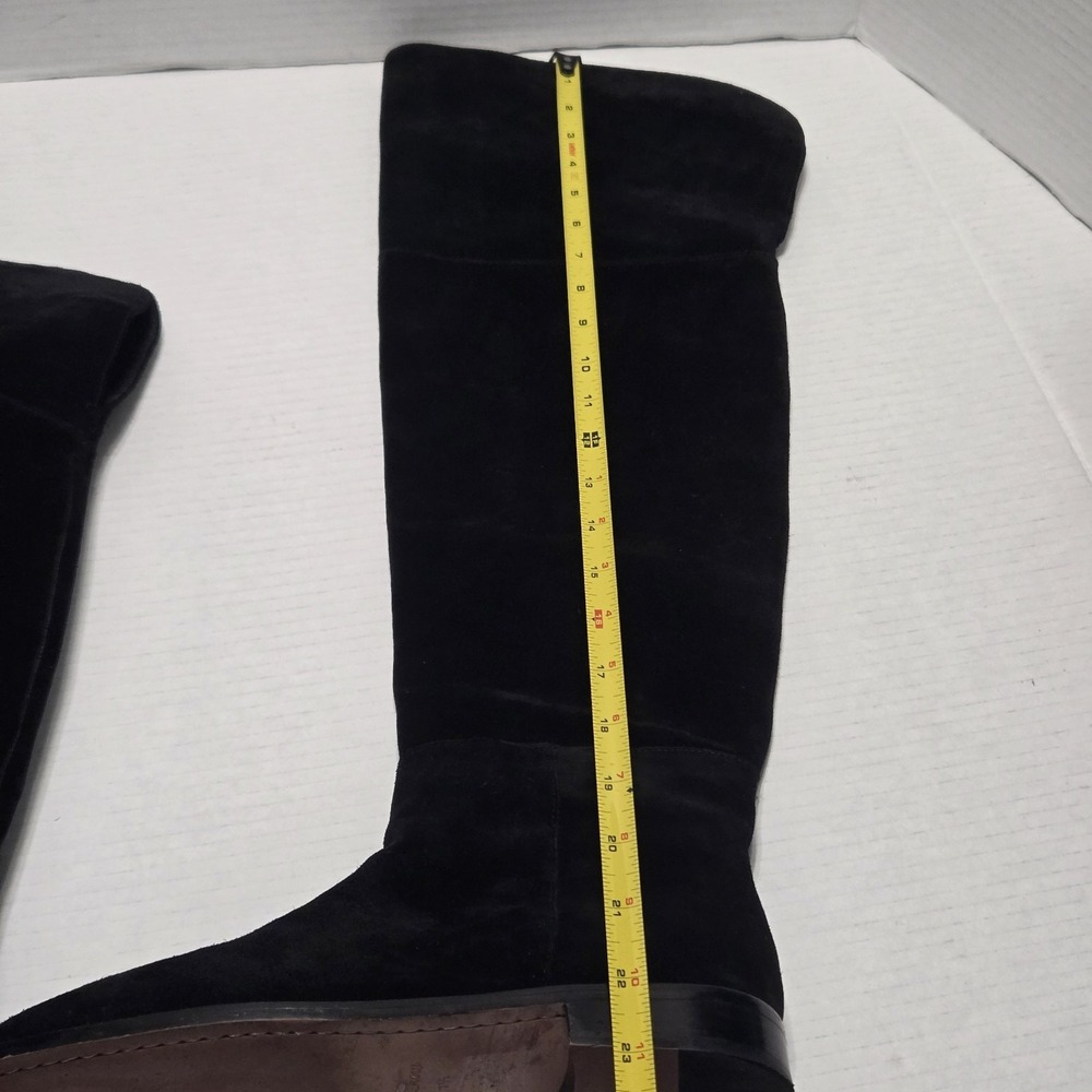 J Crew Over The Knee Riding Boots 7.5 Black Suede Leather Cuff Tall K2741 Witchy - Picture 11 of 11